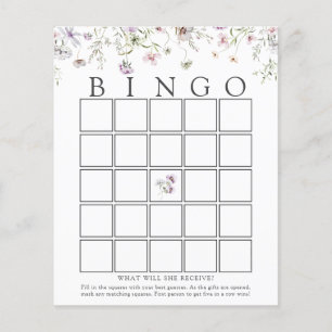 Delicate Purple Wildflower Baby Bingo Game Card