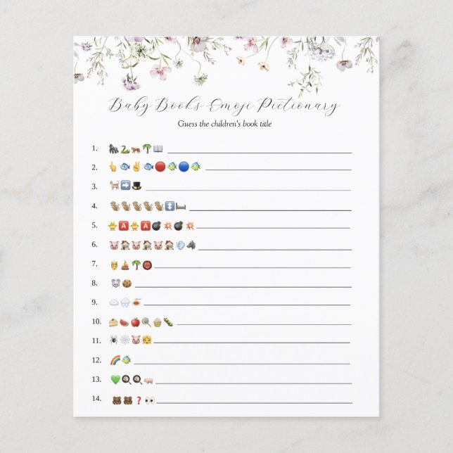 Delicate Purple Wildflower Baby Books Emoji Game  (Front)