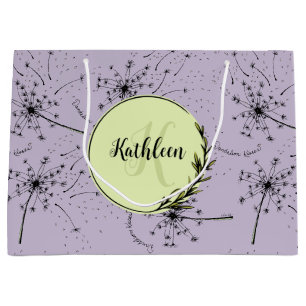 Delicate Purple Wildflower Dandelion Kisses Floral Large Gift Bag
