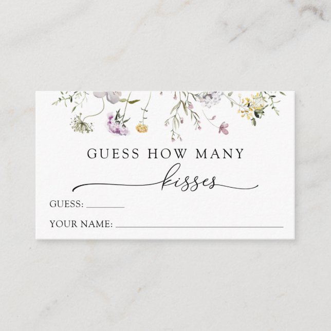Delicate Purple Wildflower Guess How Many Kisses Enclosure Card (Front)