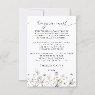 Delicate Purple Wildflower Honeymoon Wish  Invitation