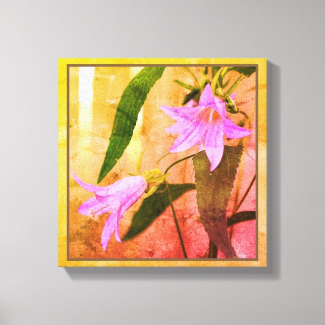 Delicate Purple Wildflowers Distressed Canvas Print (Front)