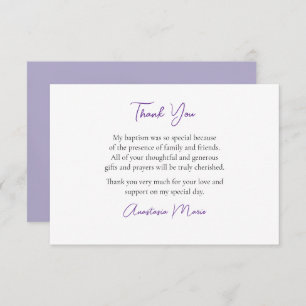 Delicate Purple Wildflowers Wreath Baptism  Thank You Card