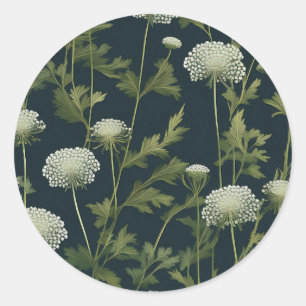 Delicate Queen Anne's Lace Pattern Classic Round Sticker