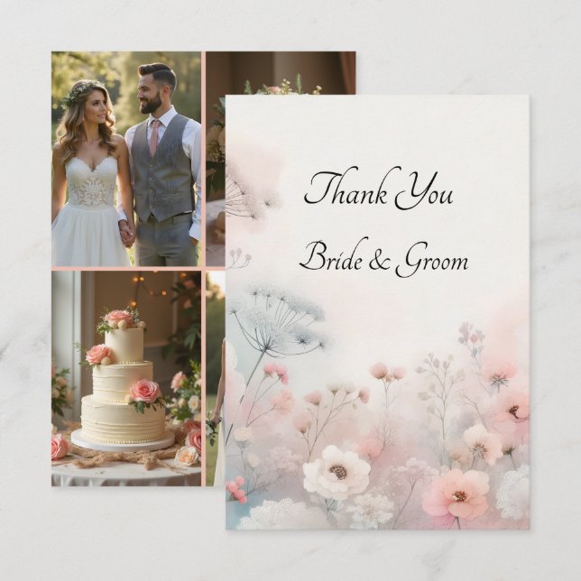 Delicate Queen Anne's Lace Photo Thank you Card (Front/Back)