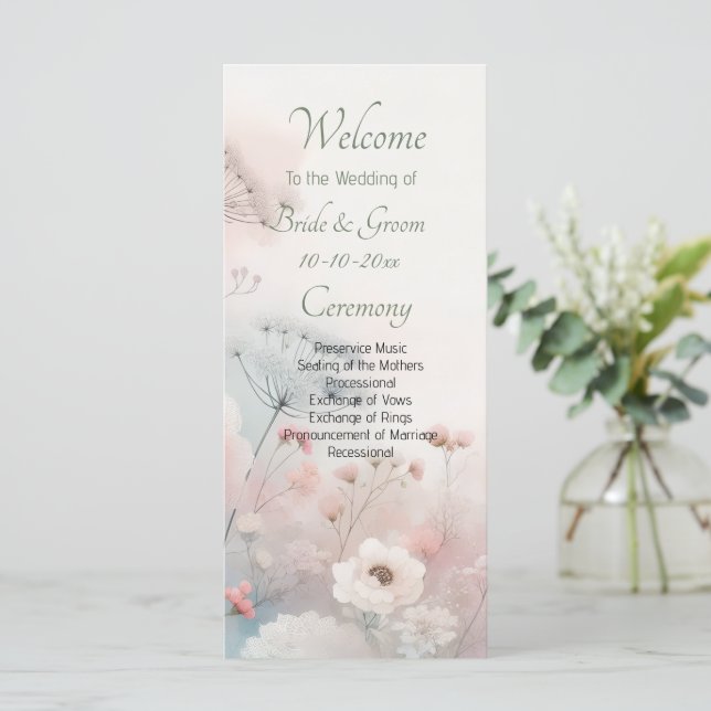 Delicate Queen Anne's Lace Wedding Programme (Standing Front)