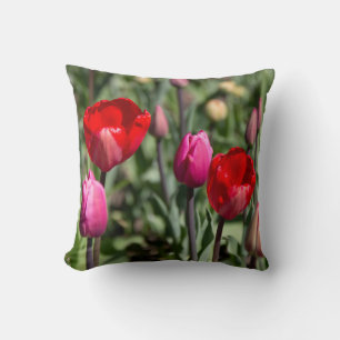 Delicate red and purple tulips poster cushion