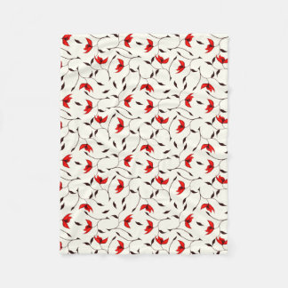 Delicate Red Flower Pattern Fleece Blanket