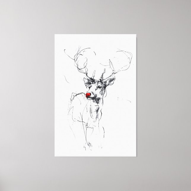 Delicate Red-Nosed Rudolf Portrait Canvas Print (Front)