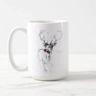Delicate Red-Nosed Rudolf Portrait Coffee Mug