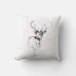 Delicate Red-Nosed Rudolf Portrait Cushion