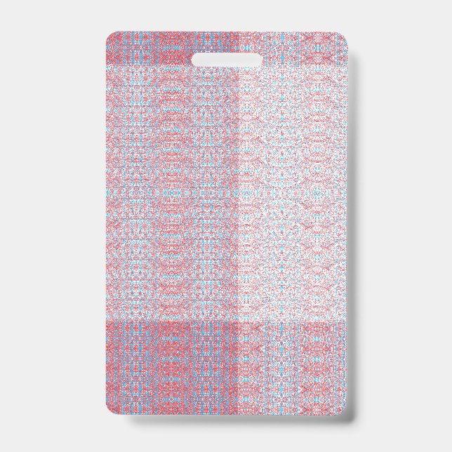 Delicate, repeating, light pink and light blue pat ID badge (Front)
