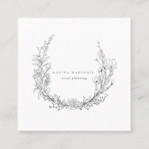 Delicate Romantic Floral Square Business Card