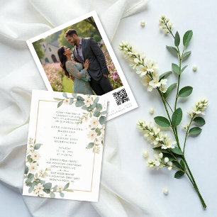 Delicate Romantic Flowers & Branches Frame Wedding Invitation