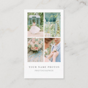 Delicate Romantic Four Photo Photography Business Card