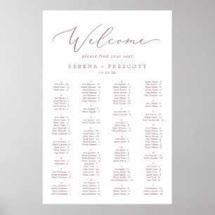 Delicate Rose Gold Alphabetical Seating Chart