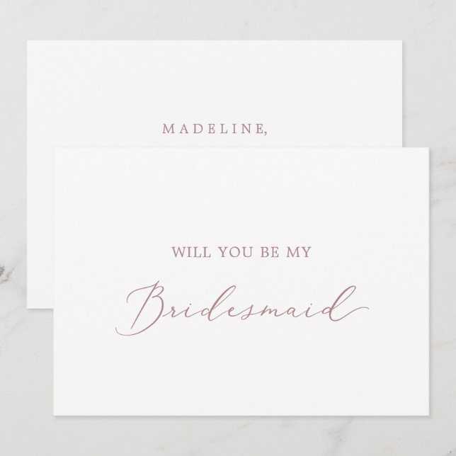 Delicate Rose Gold Bridesmaid Proposal Card (Front/Back)