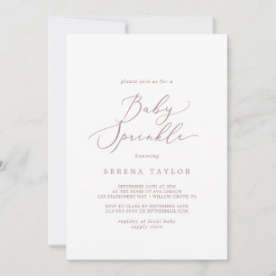 Delicate Rose Gold Calligraphy Baby Sprinkle Invitation