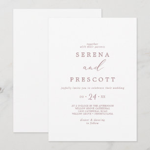 Delicate Rose Gold Calligraphy Casual Wedding Invitation