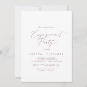 Delicate Rose Gold Calligraphy Engagement Party Invitation