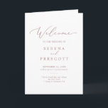 Delicate Rose Gold Calligraphy Folded Wedding Programme<br><div class="desc">This delicate rose gold calligraphy folded wedding program is perfect for a modern wedding. The romantic minimalist design features lovely and elegant dusty rose blush pink typography on a white background with a clean and simple look.</div>