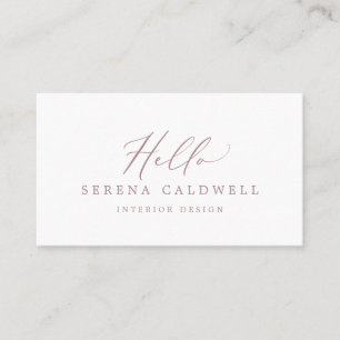 Delicate Rose Gold Calligraphy Hello Business Card