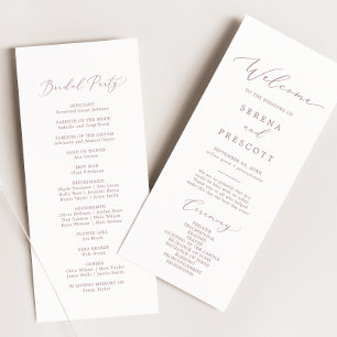 Delicate Rose Gold Calligraphy Wedding Program Programme