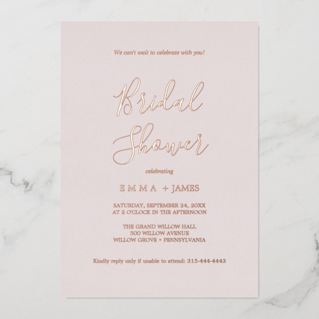 Delicate Rose Gold Foil | Blush Bridal Shower  (Front)