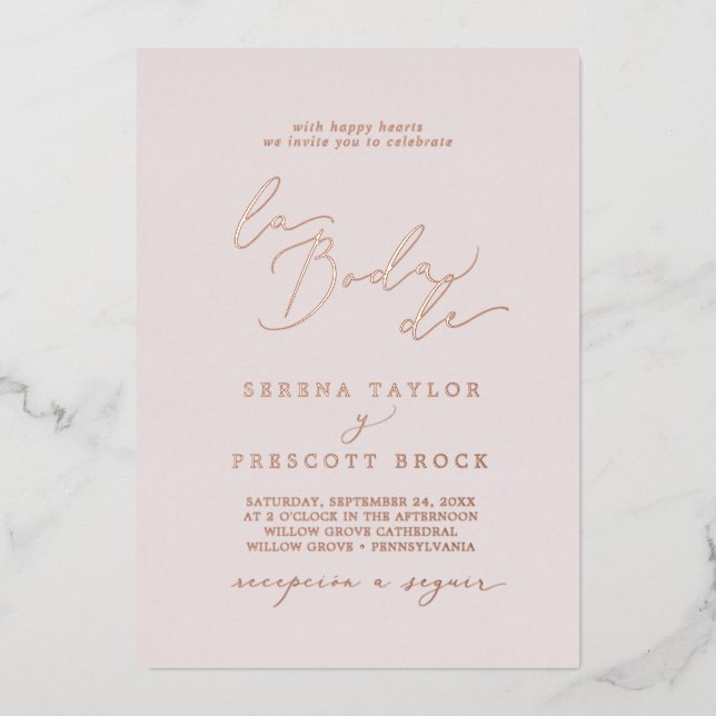 Delicate Rose Gold Foil | Blush La Boda De Wedding (Front)