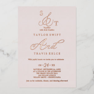 Delicate Rose Gold Foil Blush Monogram Wedding