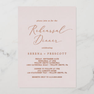 Delicate Rose Gold Foil   Blush Rehearsal Dinner