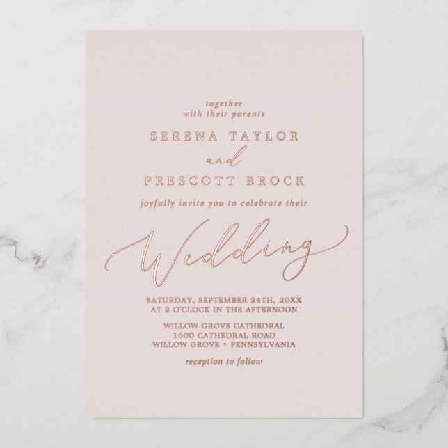 Delicate Rose Gold Foil | Blush Wedding (Front)