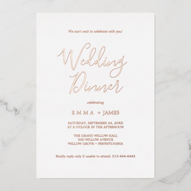 Delicate Rose Gold Foil Calligraphy Bridal Shower  (Front)