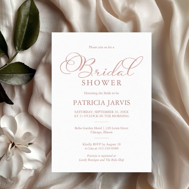 Delicate Rose Gold Foil Script Bridal Shower Invitation (Creator Uploaded)