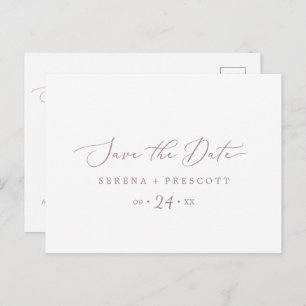 Delicate Rose Gold Horizontal Save the Date Invitation Postcard