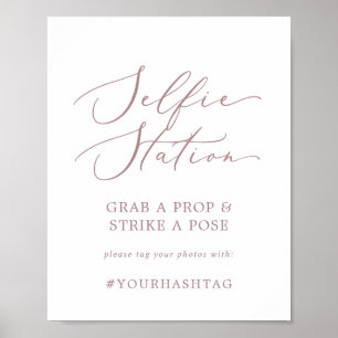 Delicate Rose Gold Selfie Station Hashtag Sign