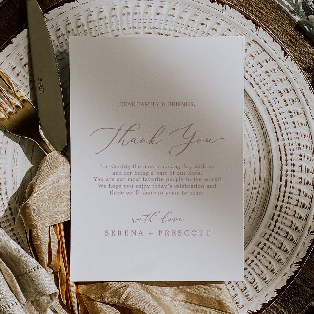 Delicate Rose Gold Thank You Reception Card (Delicate Rose Gold Thank You Reception Card)
