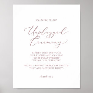 Delicate Rose Gold Unplugged Ceremony Sign
