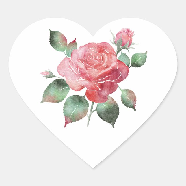 Delicate Rose Heart Sticker (Front)