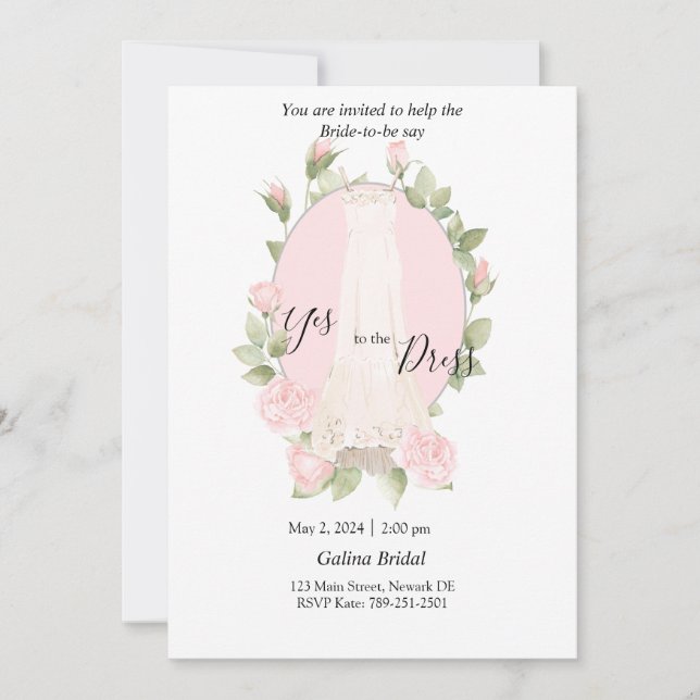 Delicate Roses Dress Shopping Invitation (Front)