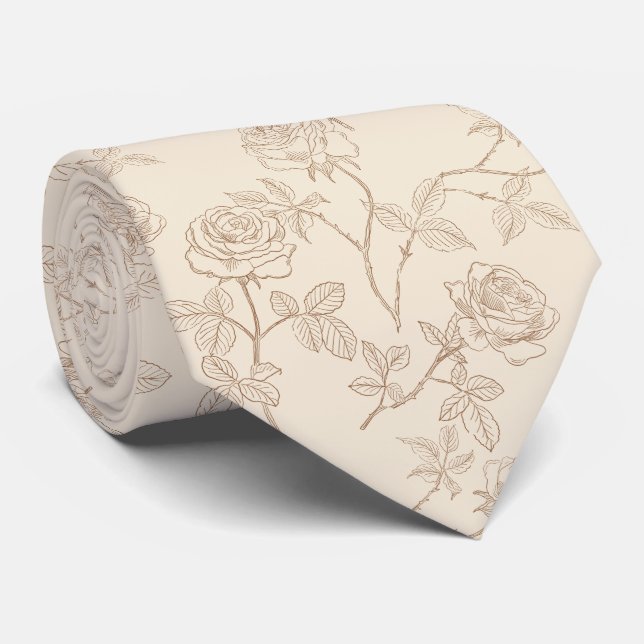 Delicate roses on ivory tie (Rolled)