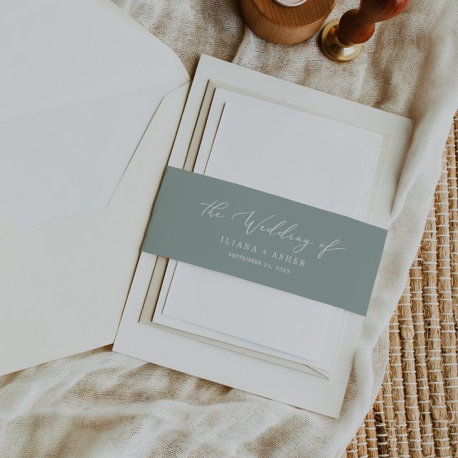 Delicate Sage Green Wedding Invitation Belly Band (Creator Uploaded)