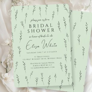 Delicate Scattered Wildflowers Bridal Shower Invitation