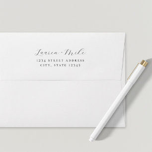 Delicate Script Colour Lined Wedding Return Addres Envelope