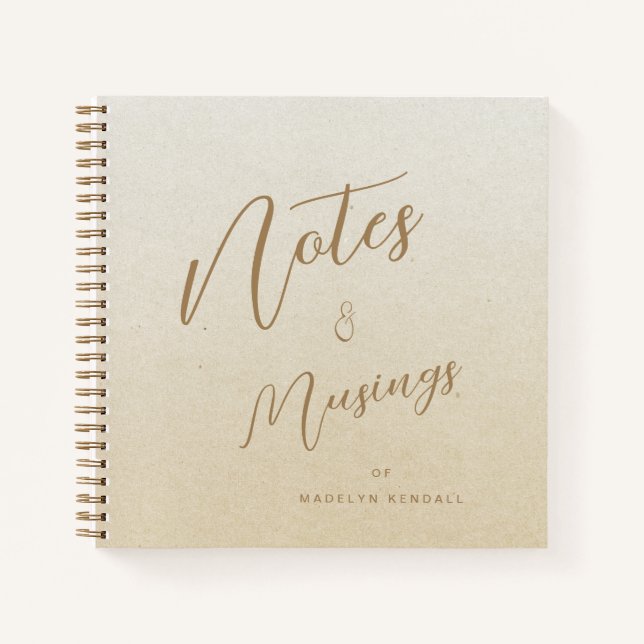 Delicate Script Gold Gradient Personalised Notebook (Front)