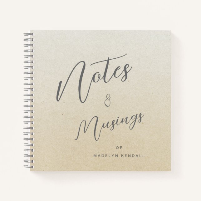 Delicate Script Golden Gradient Personalised Notebook (Front)
