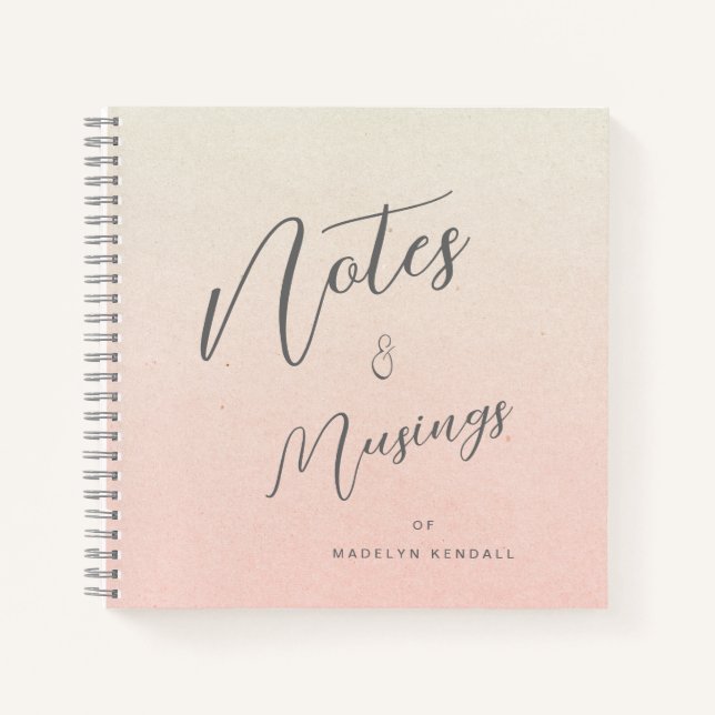 Delicate Script Gradient Peach Personalised  Notebook (Front)