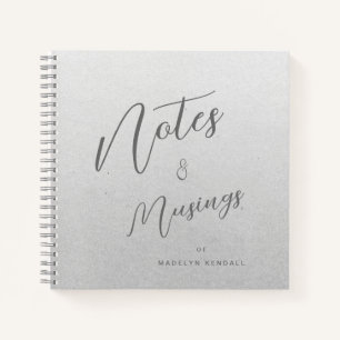 Delicate Script Gradient Silver Grey Personalised Notebook
