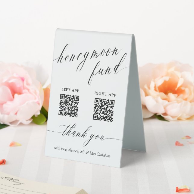 Delicate Script Honeymoon Fund QR Code Wedding (In SItu (Wedding))
