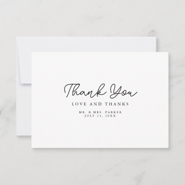 Delicate script modern elegant thank you Card (Front)